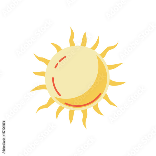Simple Bright Yellow Sun Vector Illustration