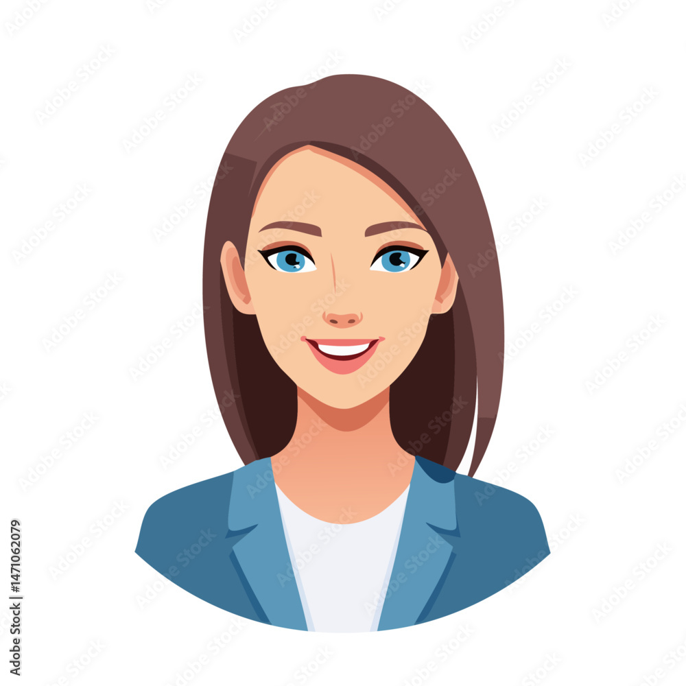 Flat Vector. Portrait of only one Woman. Simple Background. Flat Vector. Portrait of only one Woman. Simple Background.