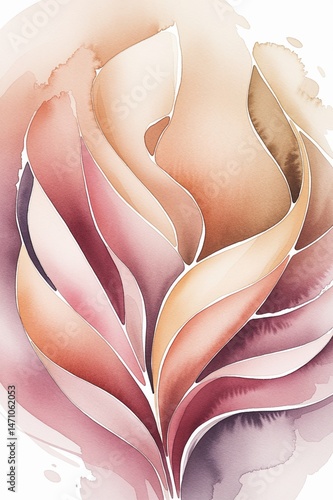 A painting of a flower with a pink and orange hue