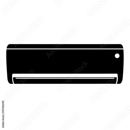 Detailed Silhouette Illustration of a Modern Wall Mounted Air Conditioner Unit