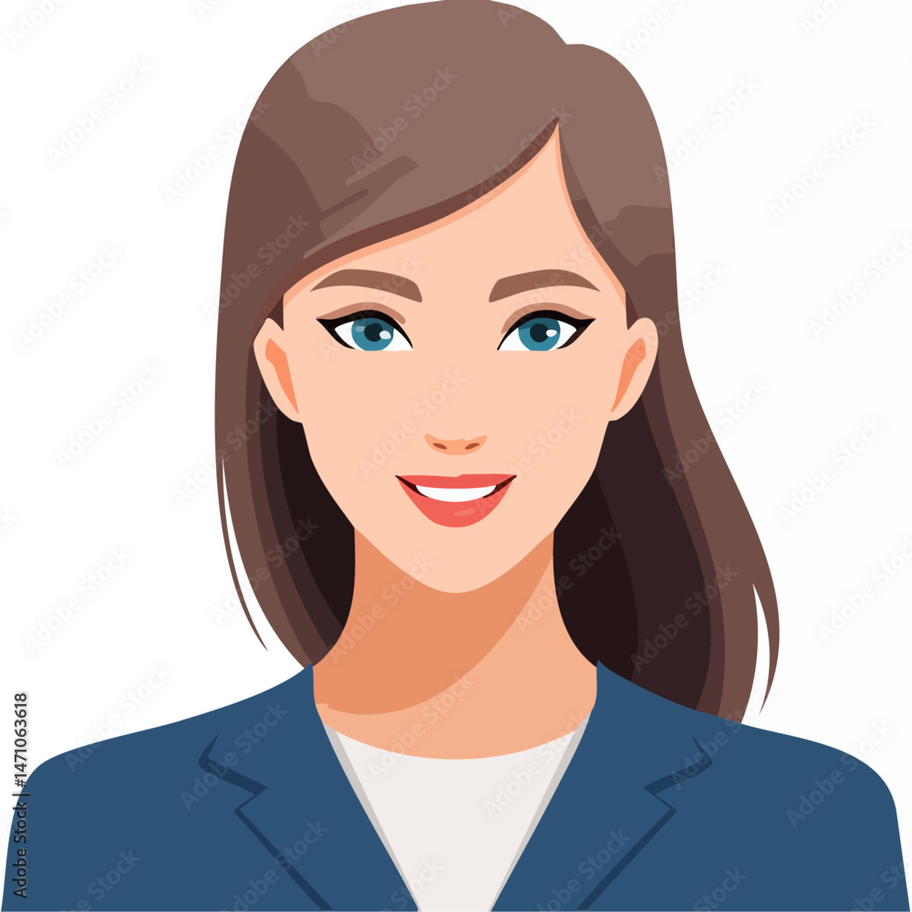 Flat Vector. Portrait of only one Woman. Simple Background. Flat Vector. Portrait of only one Woman. Simple Background.