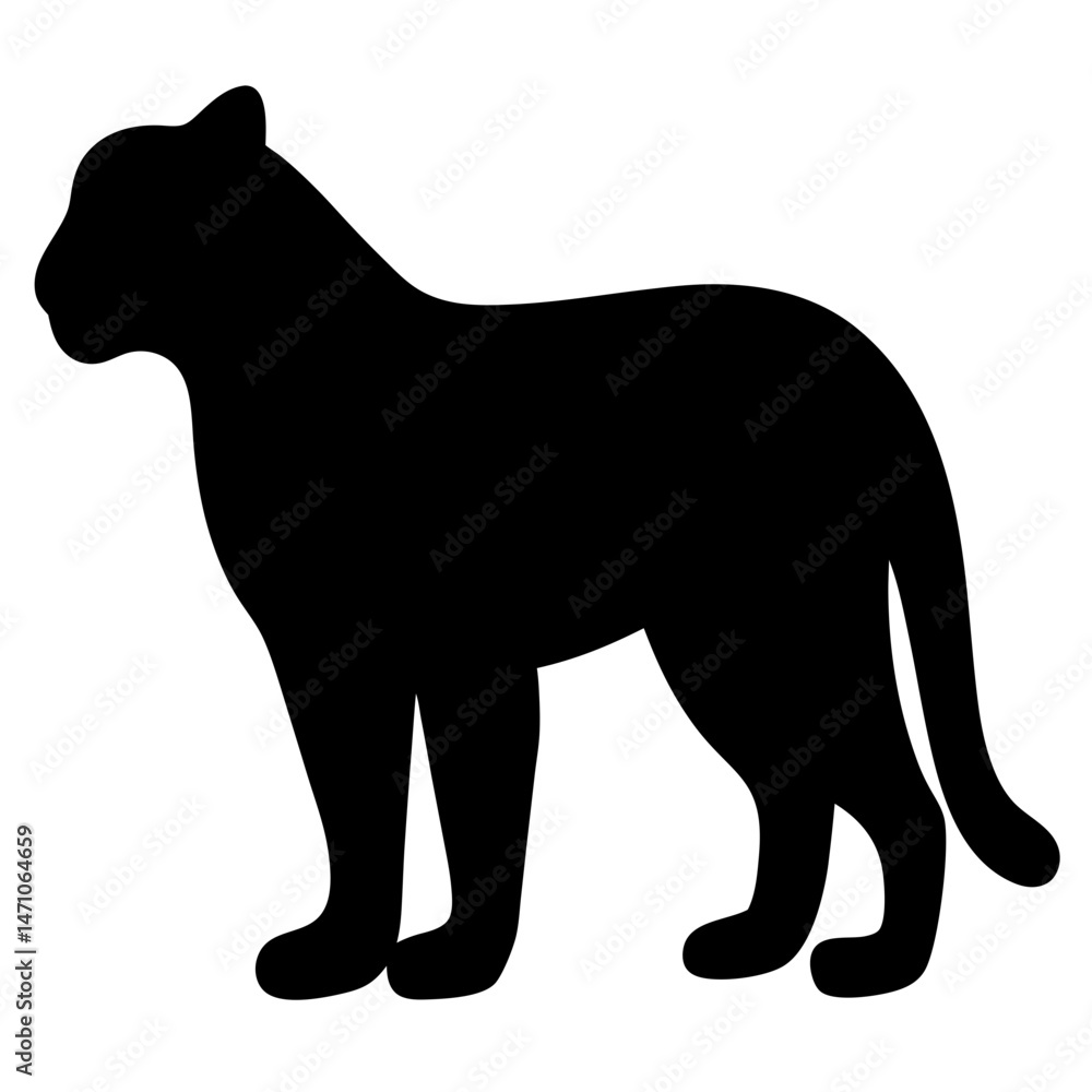 Obraz premium Silhouette of a panther in a standing position, ready to pounce