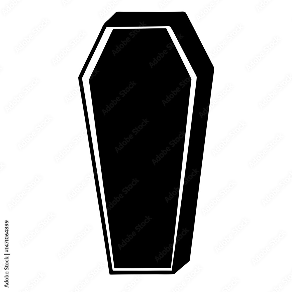 Simple Isolated Graphic Rendering of a Classic Silhouette Coffin Shape Simple Isolated Graphic Rendering of a Classic Silhouette Coffin Shape