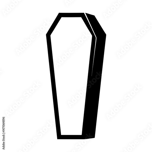 Simple monochromatic illustration of a coffin against a stark white background