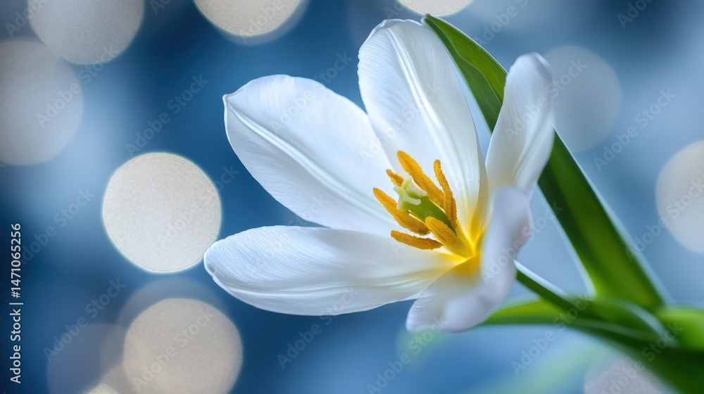 Fototapeta premium Gentle light surrounds blooming tulip in a serene spring bokeh scene