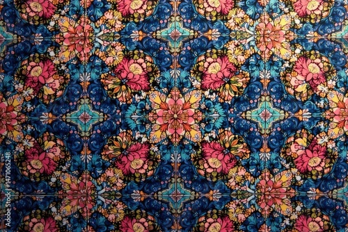 Intricate floral damask textile, repeating design , texture, vintage, illustration