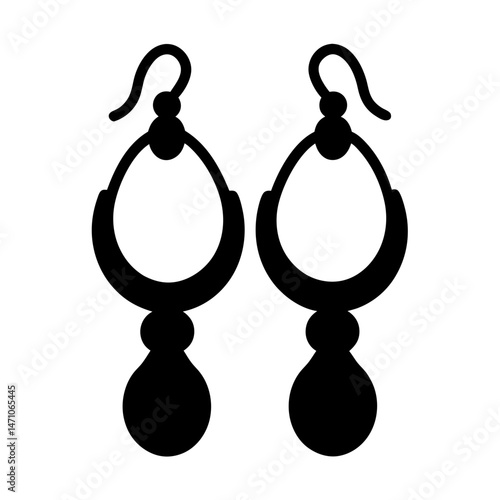 Pair of teardrop shaped earrings with a hook for the pierced ear