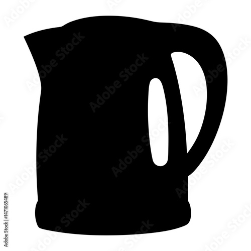 Black silhouette of an electric kettle, symbolizing kitchen appliance and design
