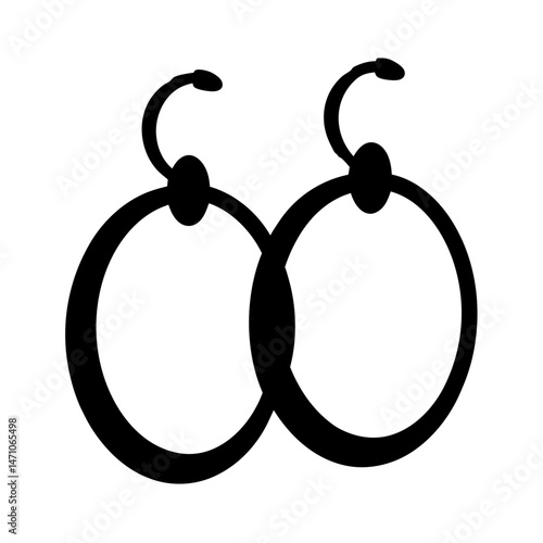 Two black circular drop earrings on a white background with beaded accents