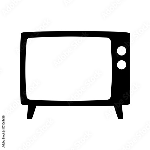 Classic television set vector icon with retro design elements for media