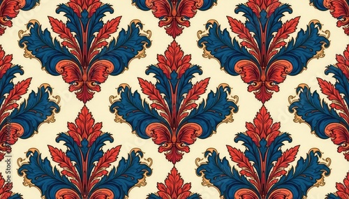 Large-scale damask pattern, bold scrolling acanthus leaves , art, decoration, sophisticated