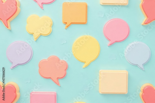 Seamless pastel speech bubble pattern, whimsical design, illustration, whimsical, textile