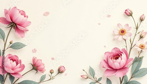 Subtle floral motif, pastel shades, delicate lines, pastel, design, romantic