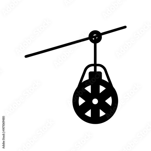 zip line pulley silhouette on white background  .svg