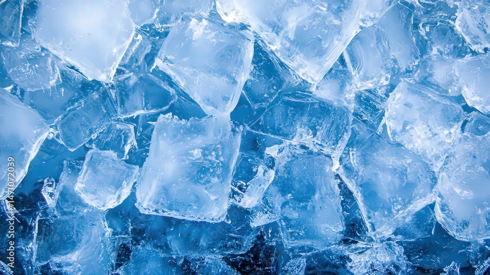 Obraz premium Blue Ice Cubes Close Up Texture Background