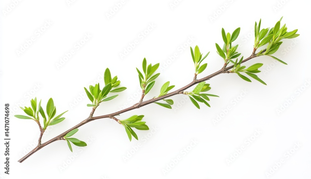Obraz premium Fresh spring branch with vibrant new leaves