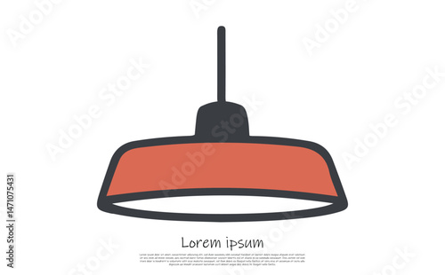 Red Hanging Lamp with Rounded Edges on Transparent Background