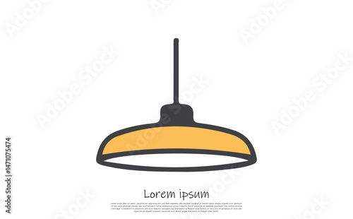 Simple Yellow and Grey Hanging Lamp with Transparent Background