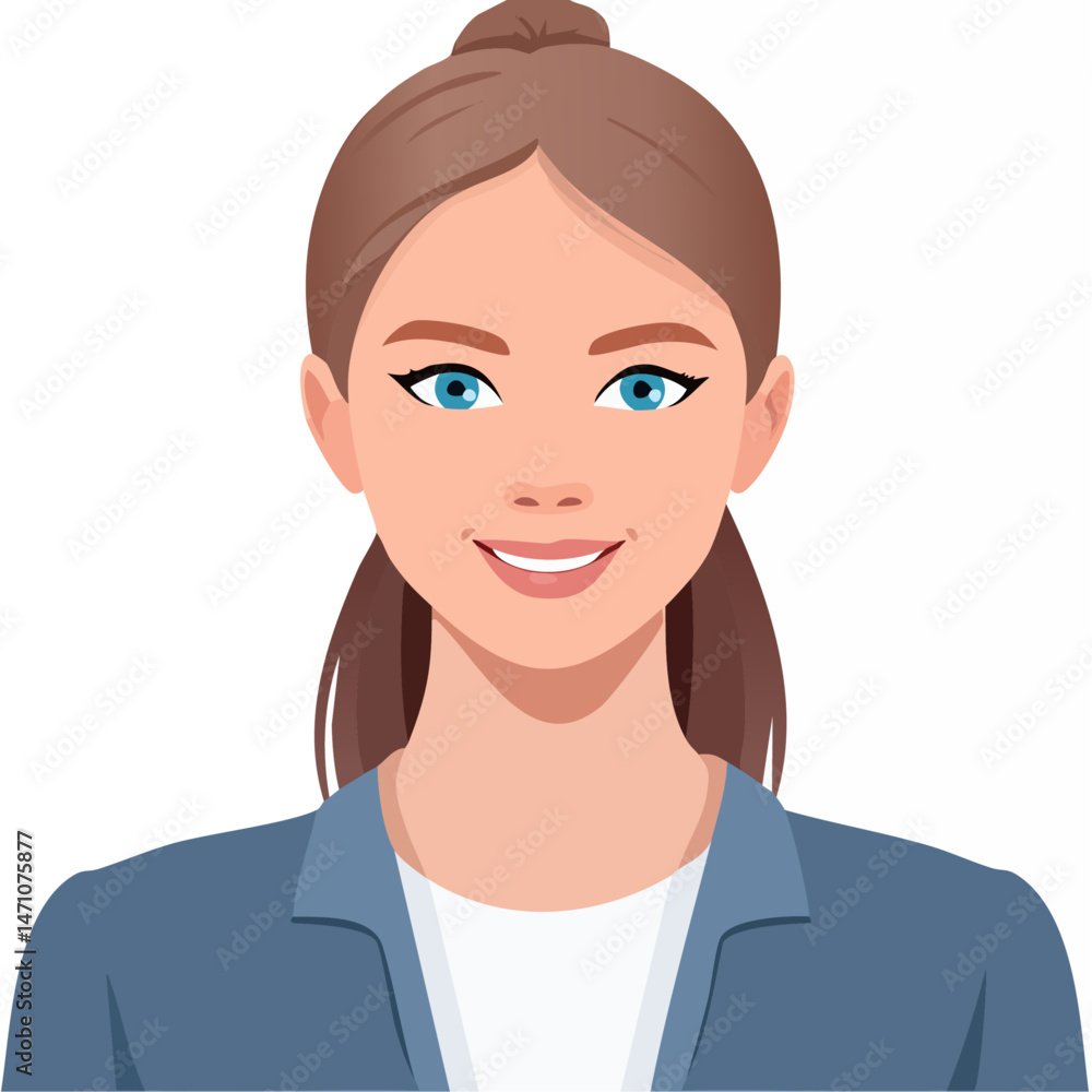 Flat Vector. Portrait of only one Woman. Simple Background. Flat Vector. Portrait of only one Woman. Simple Background.