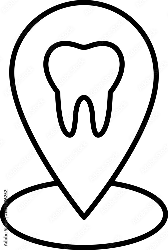 Tooth in Map Pin Icon for Graphics, Concept, Apps