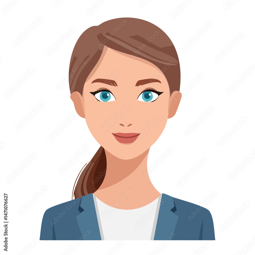Flat Vector. Portrait of only one Woman. Simple Background. Flat Vector. Portrait of only one Woman. Simple Background.