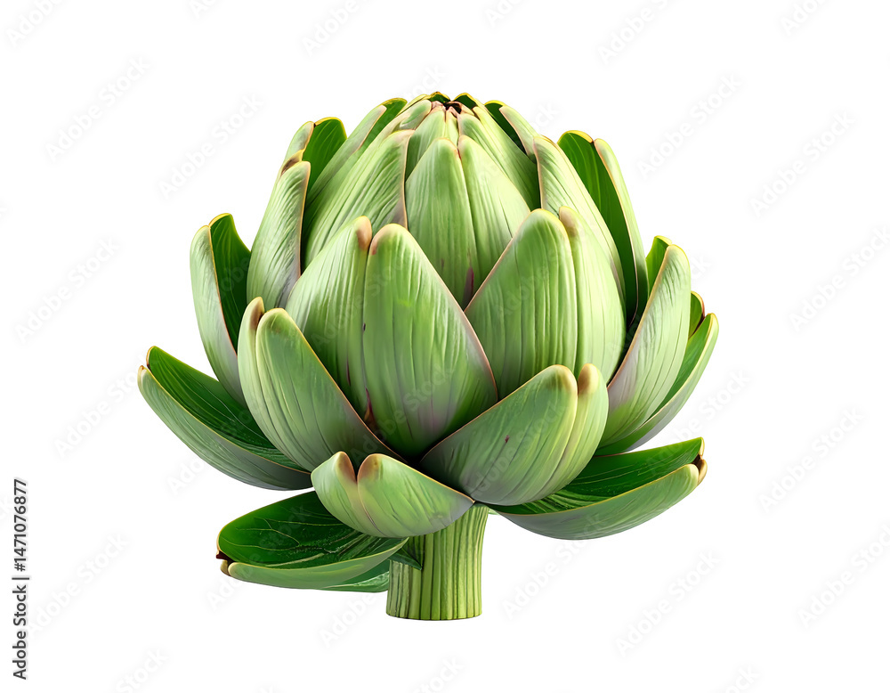 Fototapeta premium Fresh green artichokes isolated on a white background