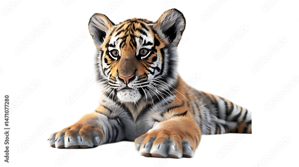 Obraz premium A tiger cub with a transparent background.