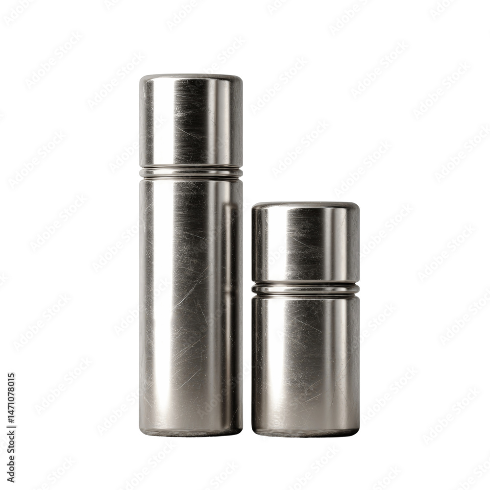 Two Brushed Stainless Steel Containers, Large and Two Brushed Stainless Steel Containers, Large and