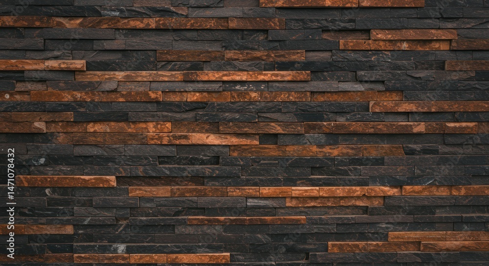Dark brown and orange brick wall texture background with horizontal lines. Dark brown and orange brick wall texture background with horizontal lines.