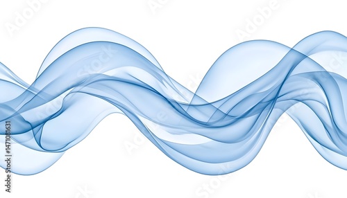 A flowing abstract wave rendered in shades of blue against a white background