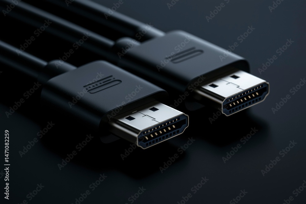 Black HDMI cables close-up Black HDMI cables close-up