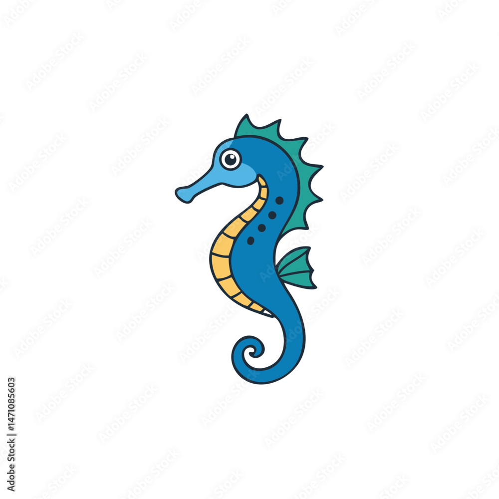 Fototapeta premium Cute seahorse vector illustration