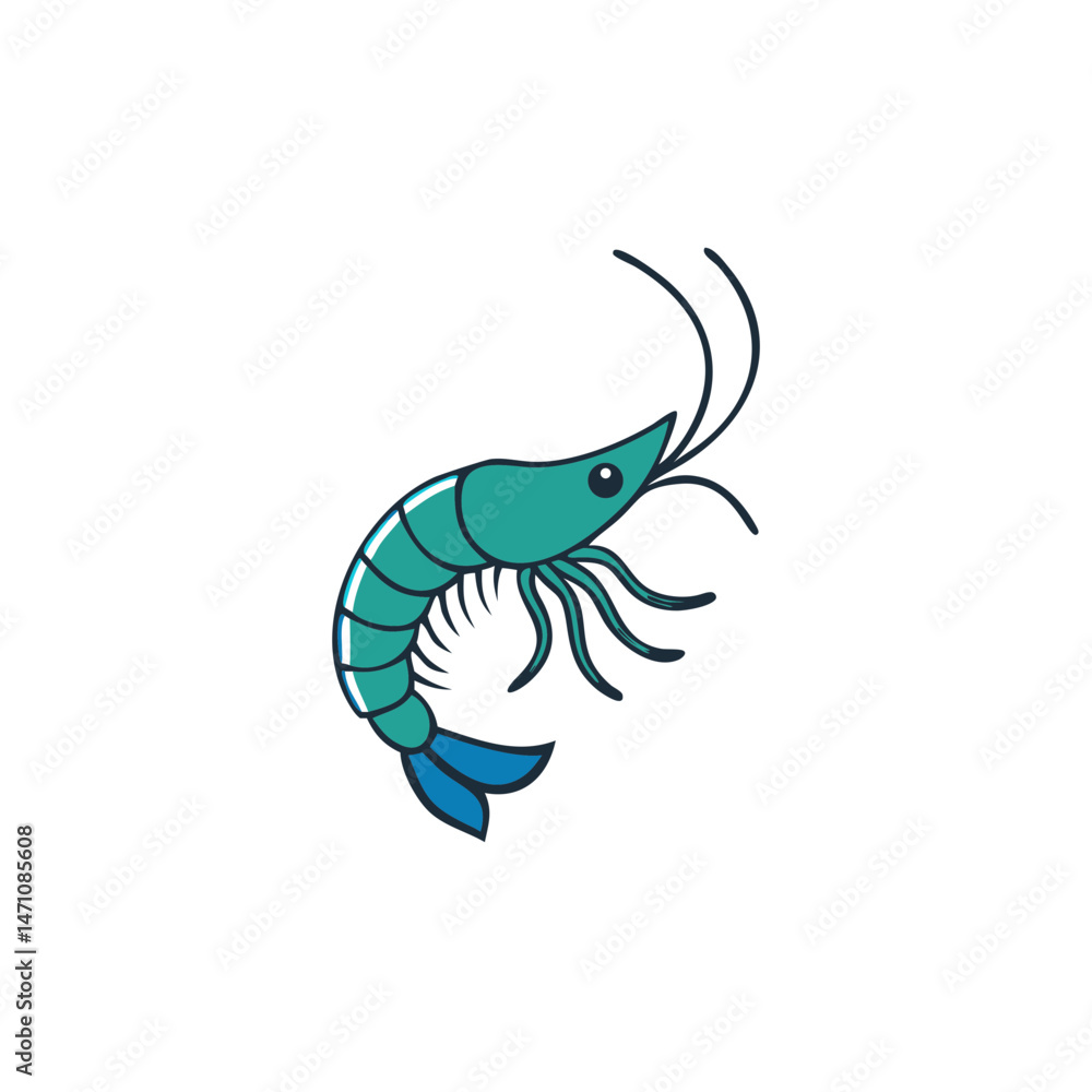 Obraz premium Shrimp aquatic creature vector illustration