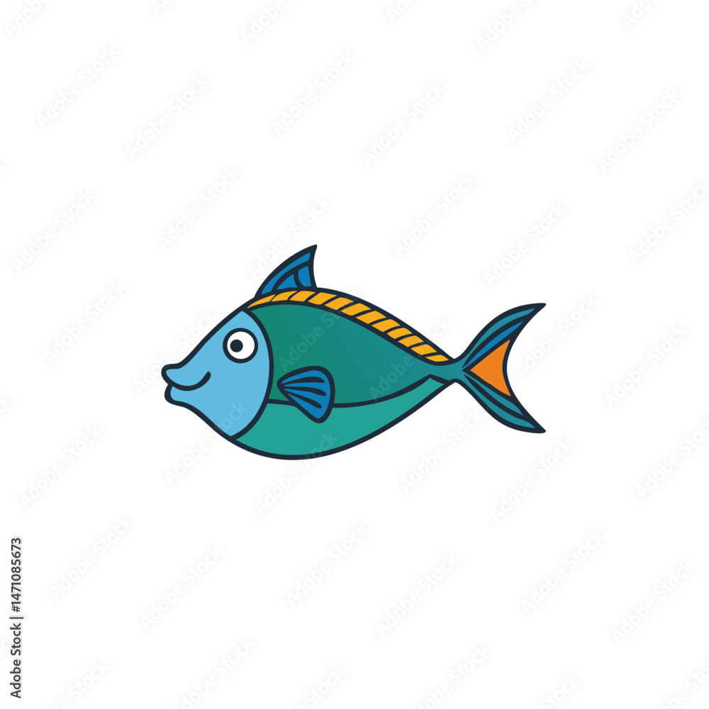 Fototapeta premium Unicornfish swimming vector illustration