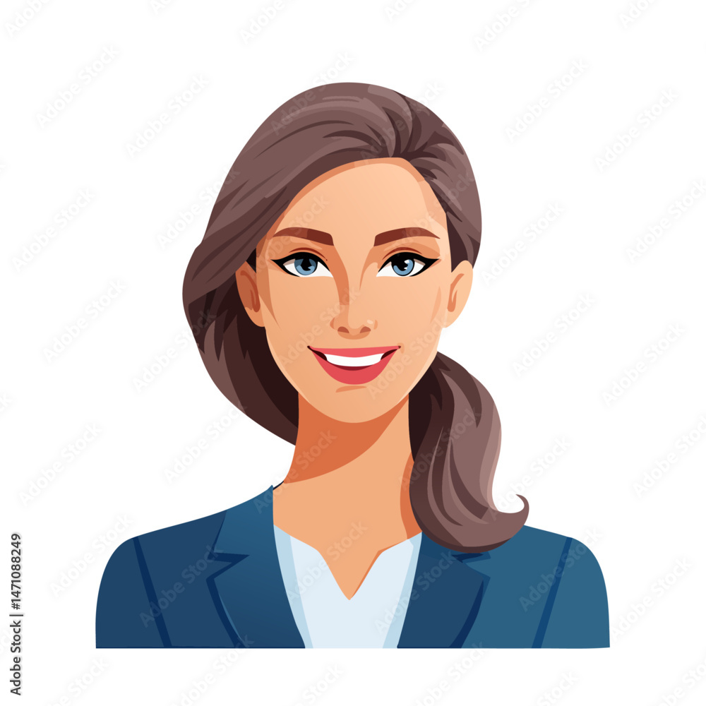 Flat Vector. Portrait of only one Woman. Simple Background. Flat Vector. Portrait of only one Woman. Simple Background.