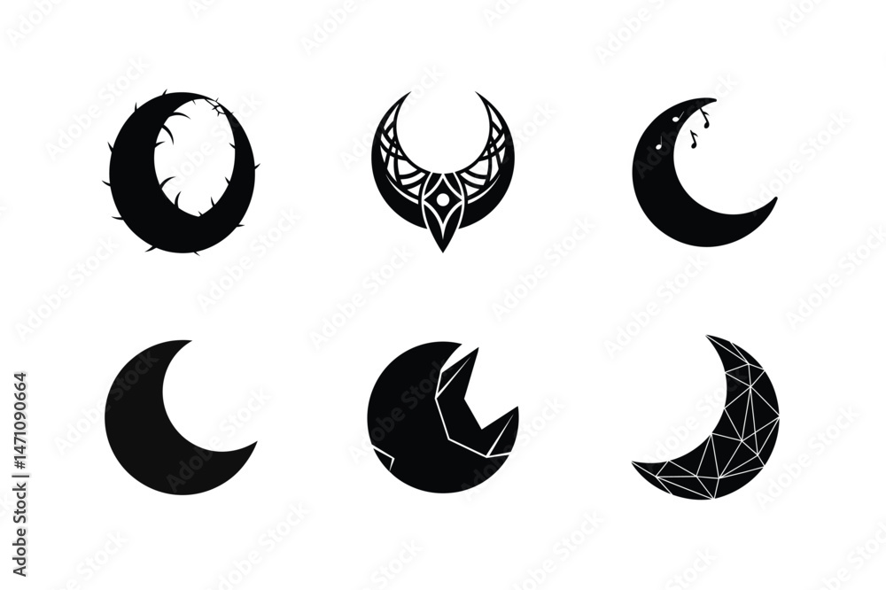 Moon Silhouette Vector Illustrations Set-4 Moon Silhouette Vector Illustrations Set-4