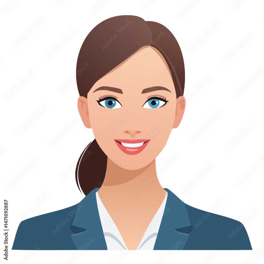 Flat Vector. Portrait of only one Woman. Simple Background. Flat Vector. Portrait of only one Woman. Simple Background.
