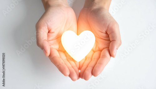 Glowing Heart in Hands: Symbol of Love, Care, and Compassion