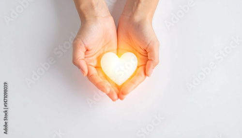 Glowing Heart in Hands: Symbol of Love, Care, and Compassion