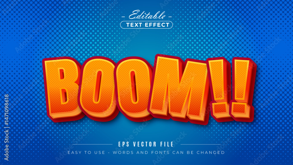 Comic style explosion with boom text, editable text effect.