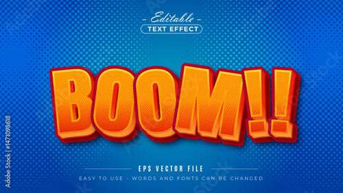 Comic style explosion with boom text, editable text effect.