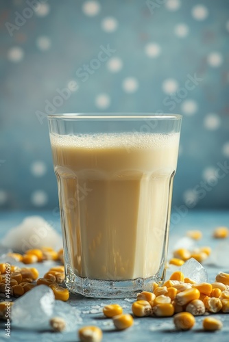 Creamy corn beverage in a glass
