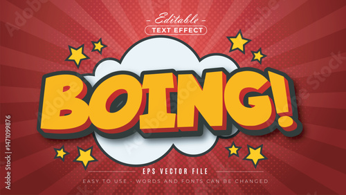 Lively cartoon boing sound effects, editable text effect.