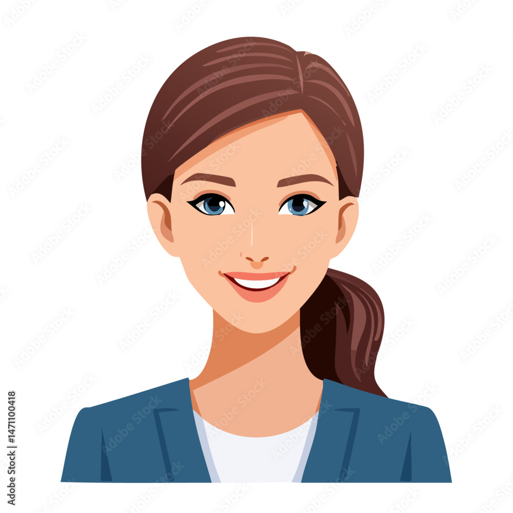 Flat Vector. Portrait of only one Woman. Simple Background. Flat Vector. Portrait of only one Woman. Simple Background.