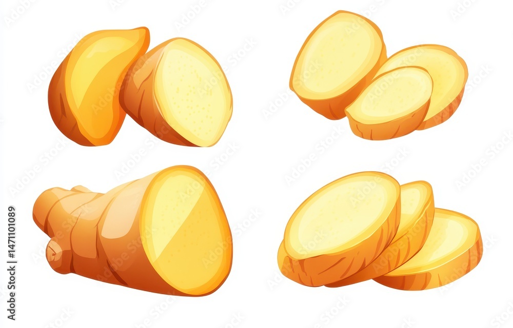 Fototapeta premium Fresh ginger root slices