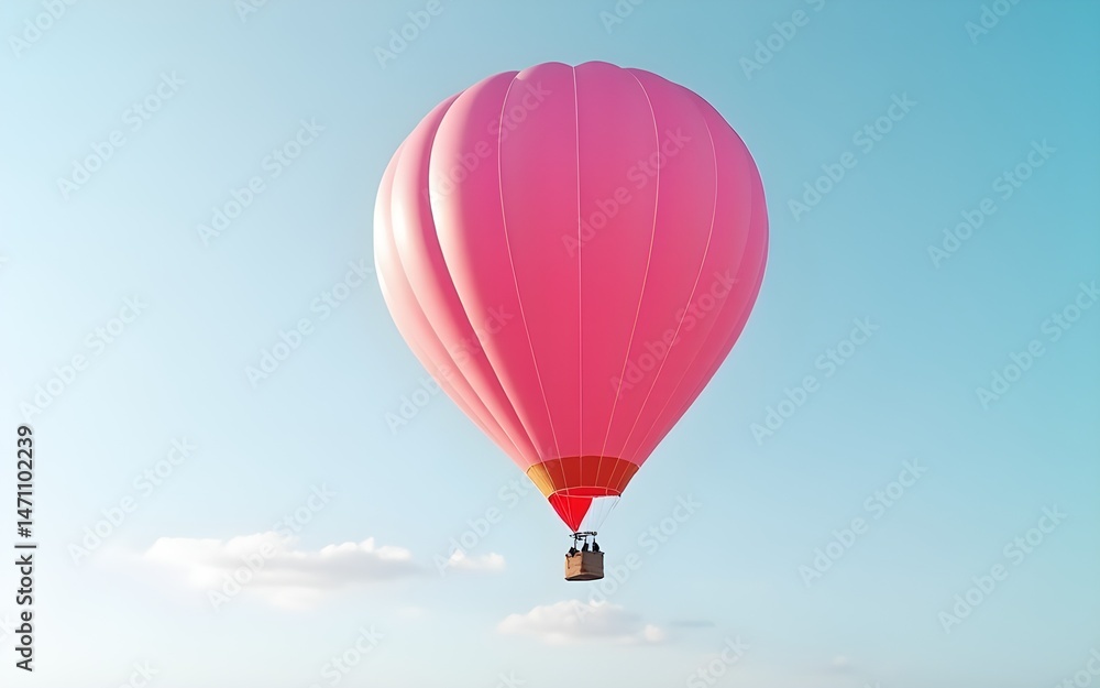 Fototapeta premium A Solo Pink Hot Air Balloon Floating In The Sky. High quality