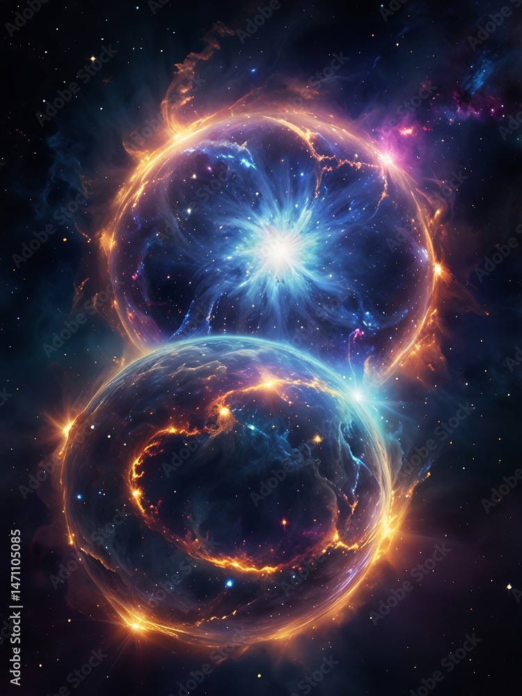 Fototapeta premium Abstract space background with fractal energy evokes a cosmos of nebula dust and starlight