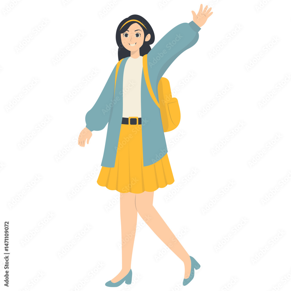 Campus Student Cartoon Illustration. Isolated on White Background. Campus Student Cartoon Illustration. Isolated on White Background.