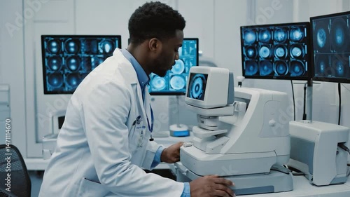 Wallpaper Mural Medical professional examining imaging data on multiple monitors in laboratory Torontodigital.ca