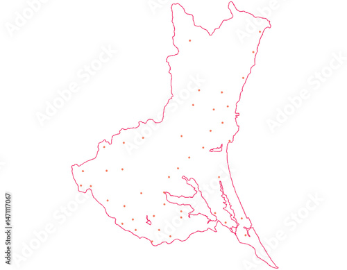 茨城県　地図　白　斑点　イラスト